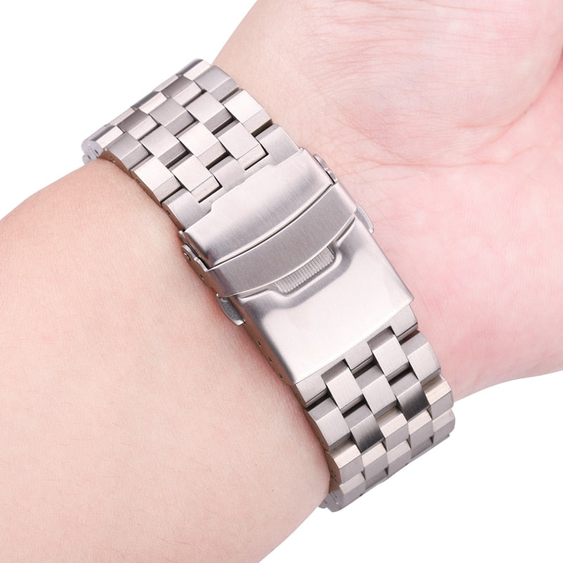 Engineering Brushed Steel Universal Bracelet / 18mm / 20mm / 22mm / 24mm