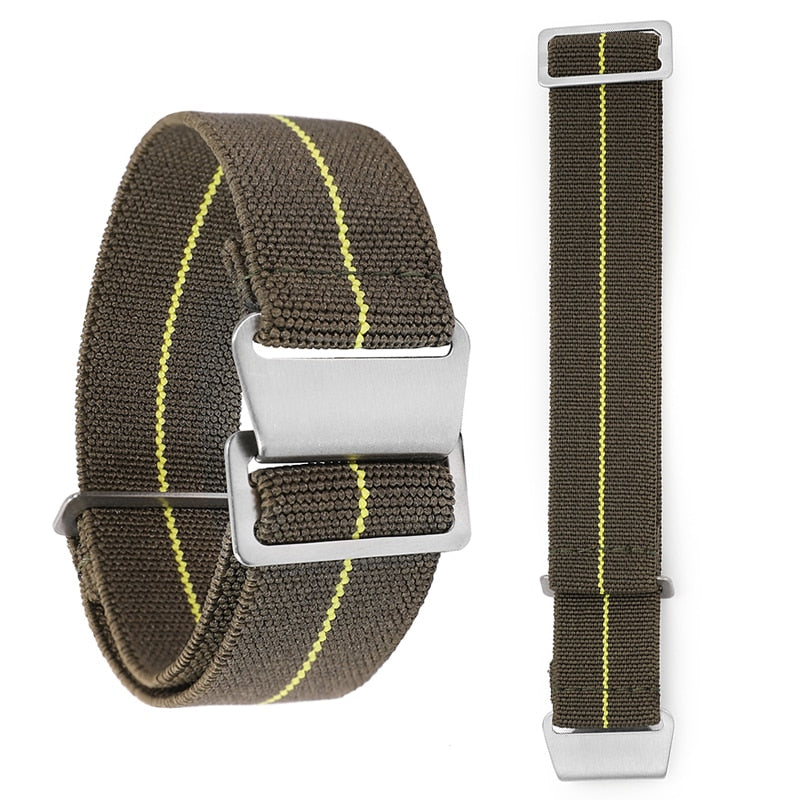傘兵尼龍錶帶 - 綠色 黃色
