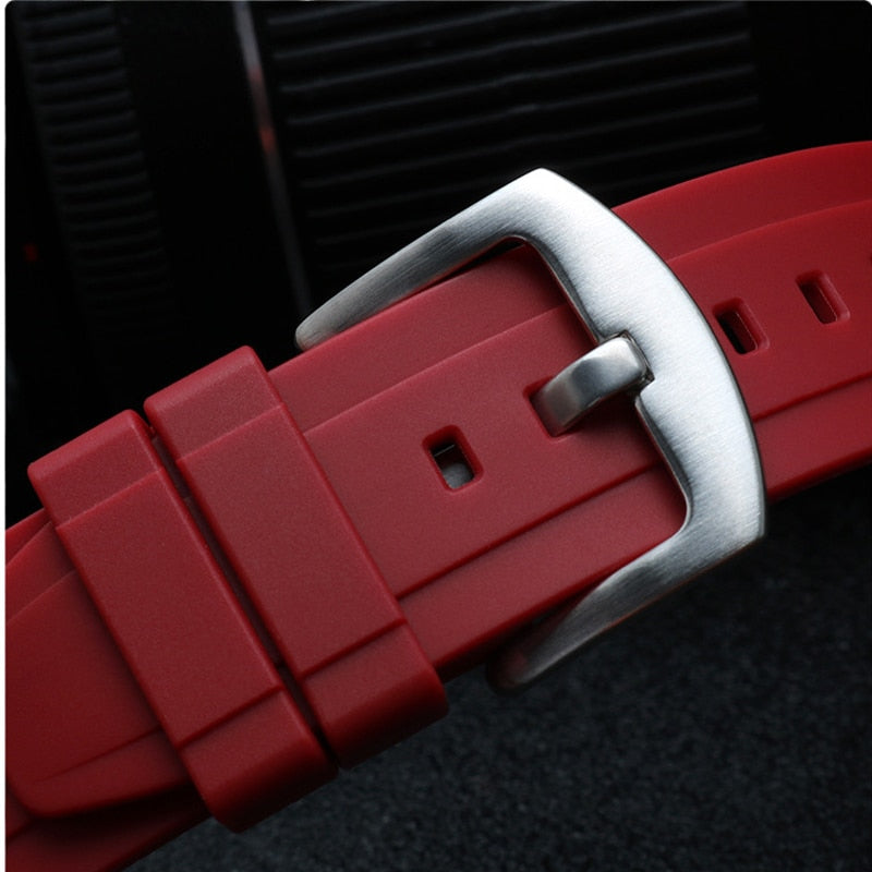 Straight End FKM Rubber Universal Dive Strap - White / 20mm / 22mm