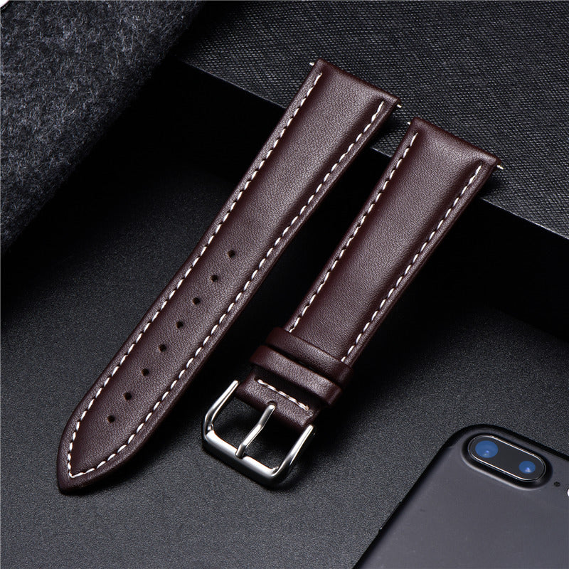 Genuine Calfskin Leather Universal Watch Strap - Brown White / 18mm / 20mm / 22mm