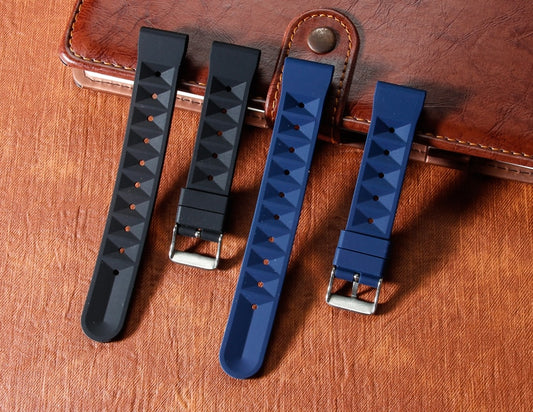 Premium Rubber Waffle Universal Watch Strap - Black / 20mm / 22mm