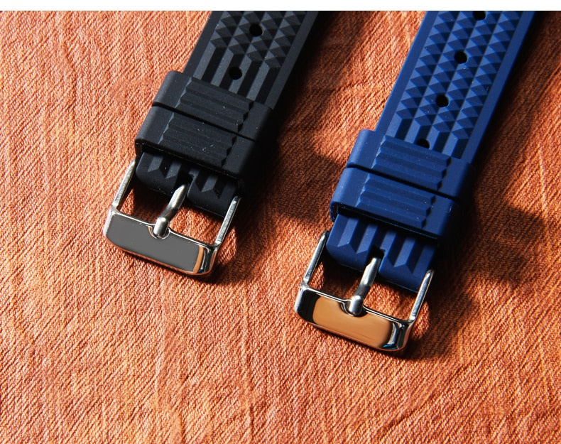 Premium Rubber Waffle Universal Watch Strap - Blue / 20mm / 22mm