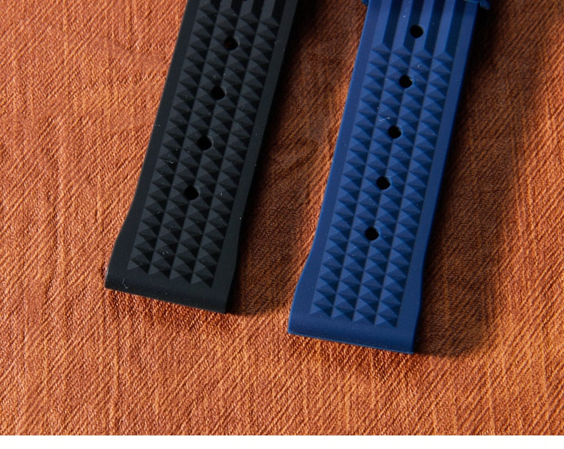Premium Rubber Waffle Universal Watch Strap - Blue / 20mm / 22mm