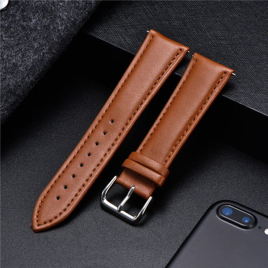 Genuine Calfskin Leather Universal Watch Strap - Light Brown / 18mm / 20mm / 22mm