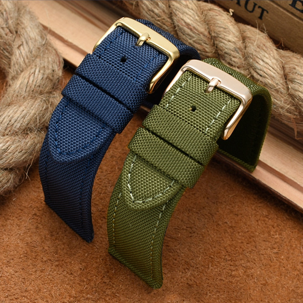 Canvas Two Piece Universal Watch Strap - Green / 18mm / 20mm / 22mm