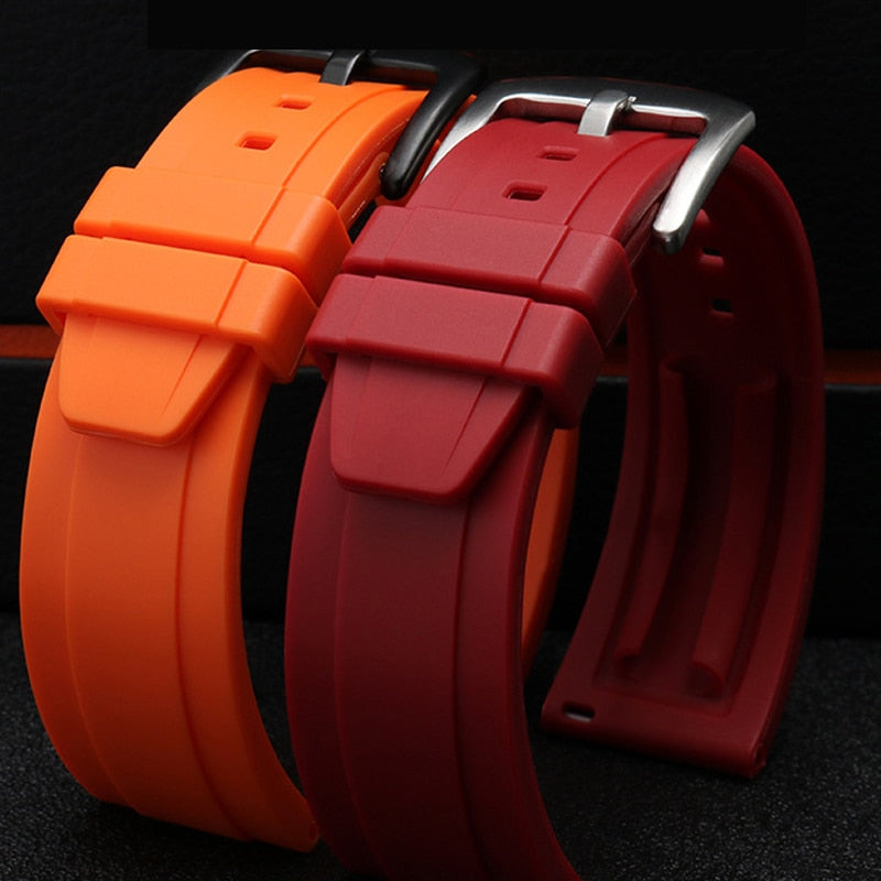 Straight End FKM Rubber Universal Dive Strap - Coffee / 20mm / 22mm