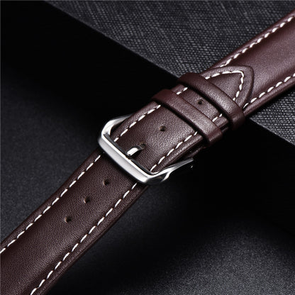 Genuine Calfskin Leather Universal Watch Strap - Black White / 18mm / 20mm / 22mm