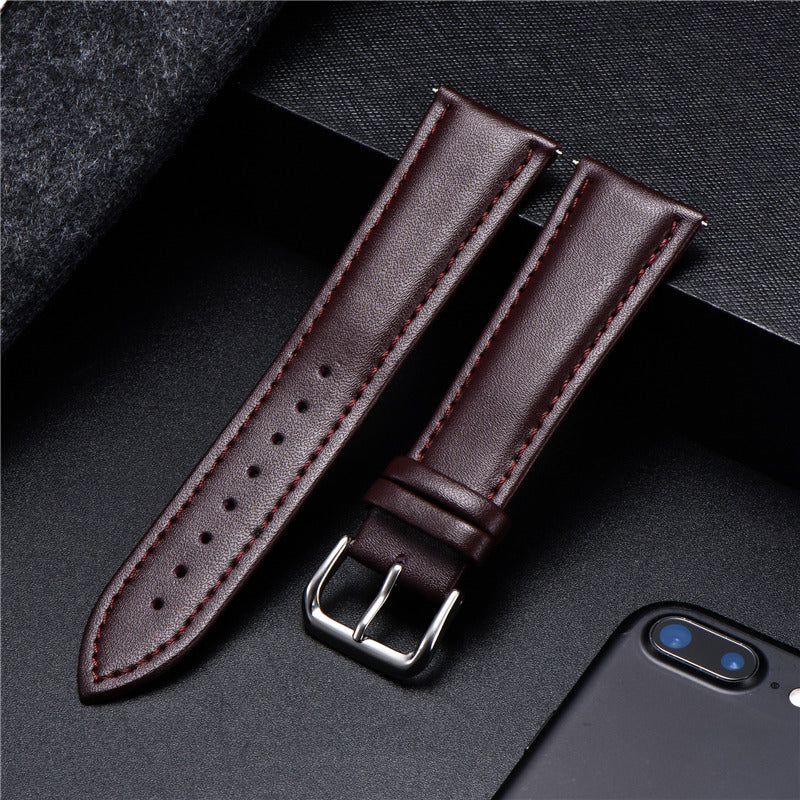 Genuine Calfskin Leather Universal Watch Strap - Brown / 18mm / 20mm / 22mm