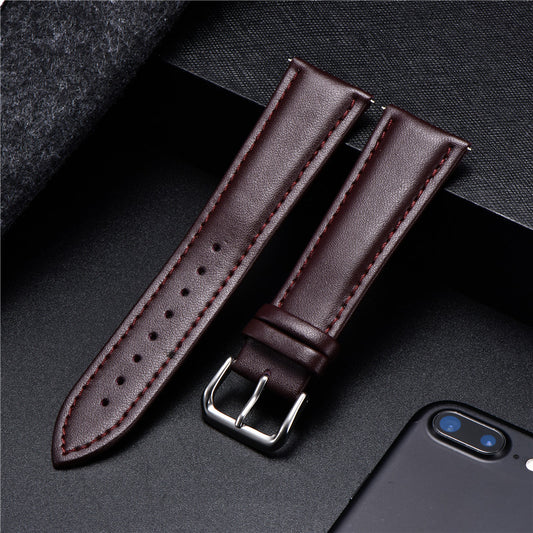 Genuine Calfskin Leather Universal Watch Strap - Brown / 18mm / 20mm / 22mm