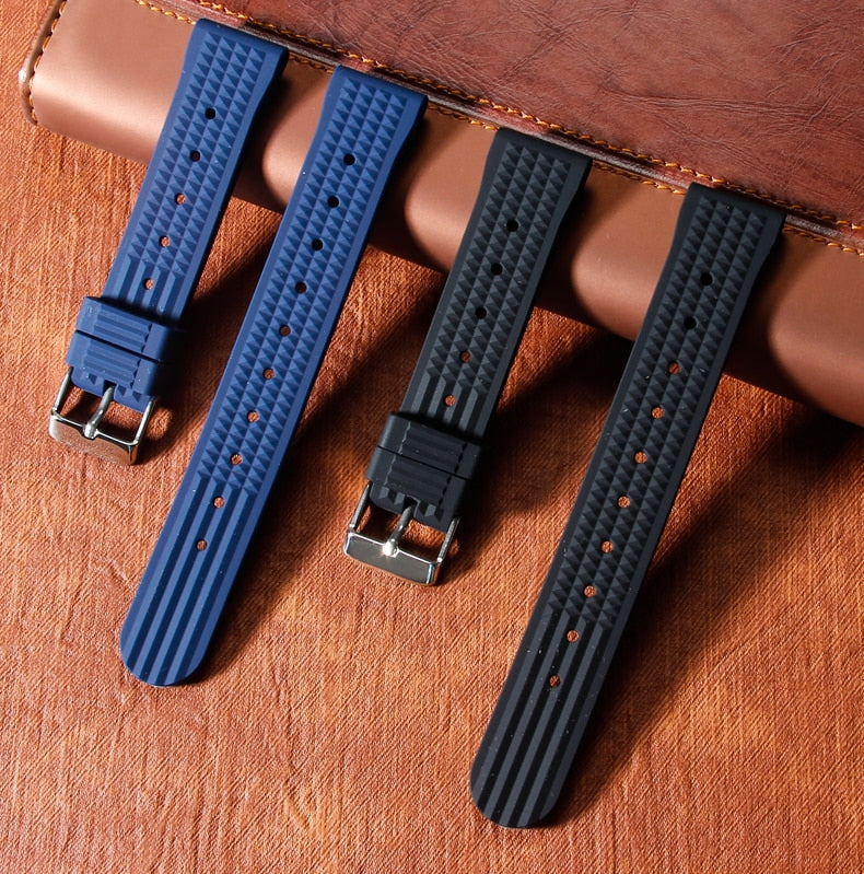 Premium Rubber Waffle Universal Watch Strap - Blue / 20mm / 22mm