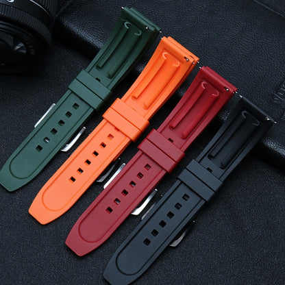 Straight End FKM Rubber Universal Dive Strap - Orange / 20mm / 22mm