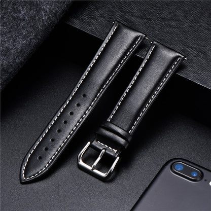 Genuine Calfskin Leather Universal Watch Strap - Black White / 18mm / 20mm / 22mm