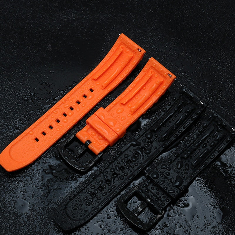 Straight End FKM Rubber Universal Dive Strap - White / 20mm / 22mm