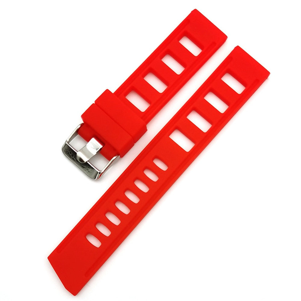 Silicone Flex Rubber Universal Watch Strap - Red / 20mm / 22mm