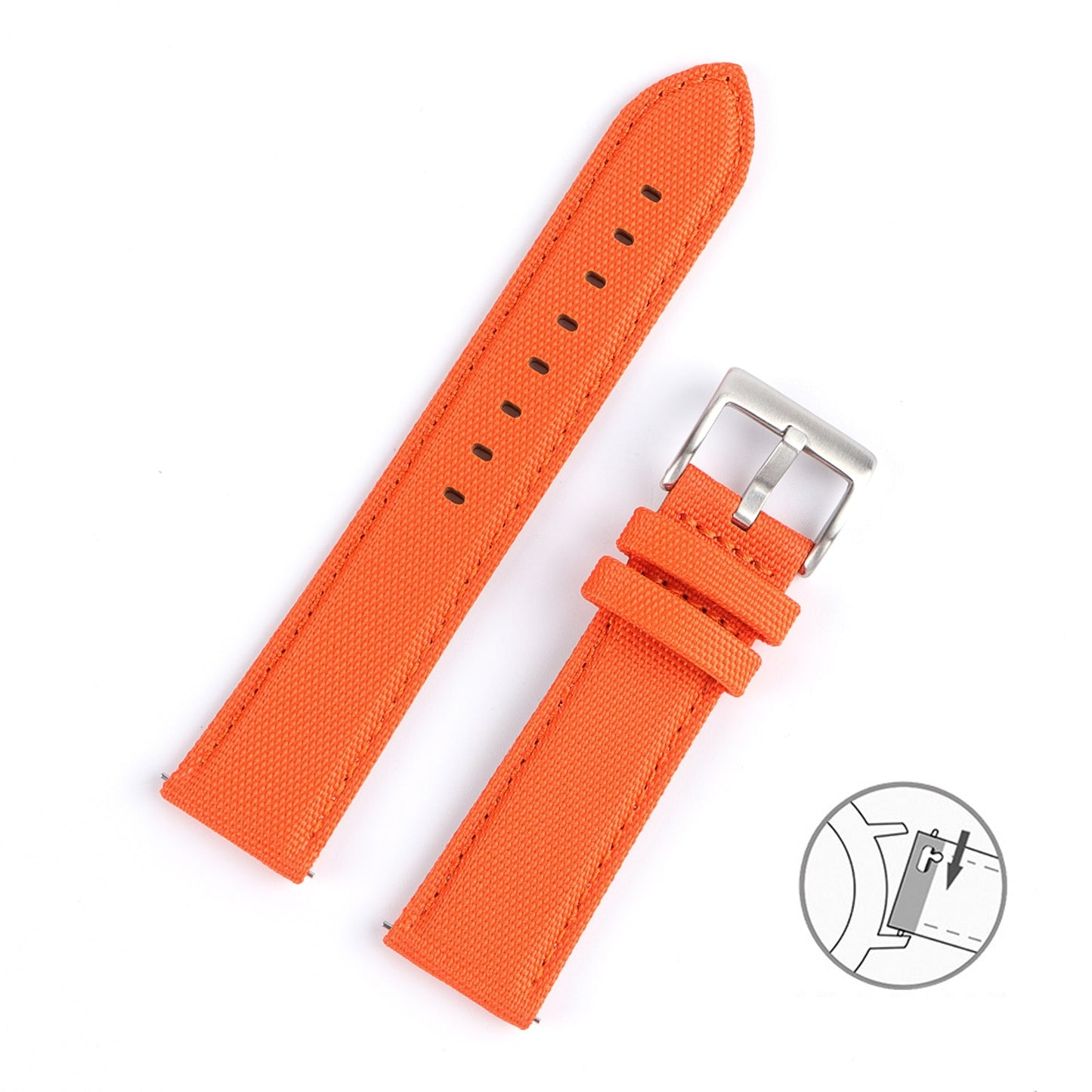 Premium Canvas Two Piece Universal Watch Strap - Orange / 20mm / 22mm