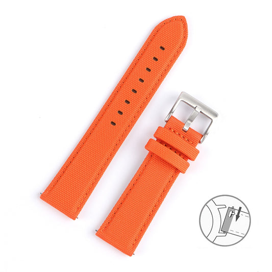 Premium Canvas Two Piece Universal Watch Strap - Orange / 20mm / 22mm