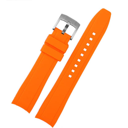 Curved End FKM Rubber Universal Dive Strap - Orange / 20mm / 22mm
