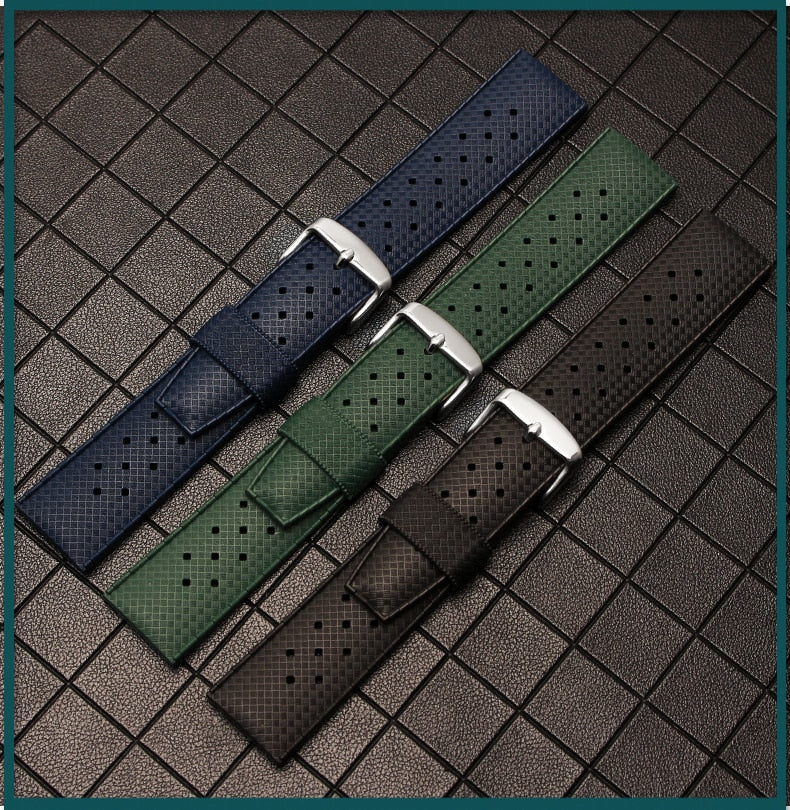 Tropical FKM Universal Rubber Dive Strap - Blue / 20mm / 22mm