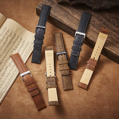 Genuine Frosted Horse Leather Universal Watch Strap - Light Brown / 20mm / 22mm