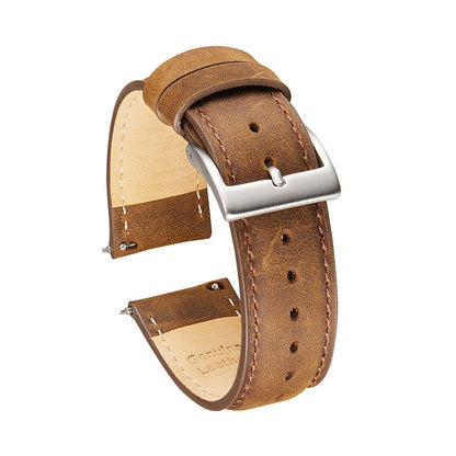 Genuine Frosted Horse Leather Universal Watch Strap - Dark Brown / 20mm / 22mm