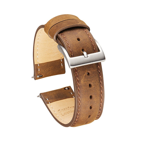 Genuine Frosted Horse Leather Universal Watch Strap - Dark Brown / 20mm / 22mm