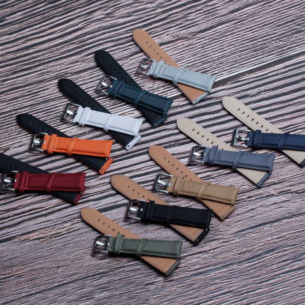 Premium Canvas Two Piece Universal Watch Strap - Grey / 20mm / 22mm