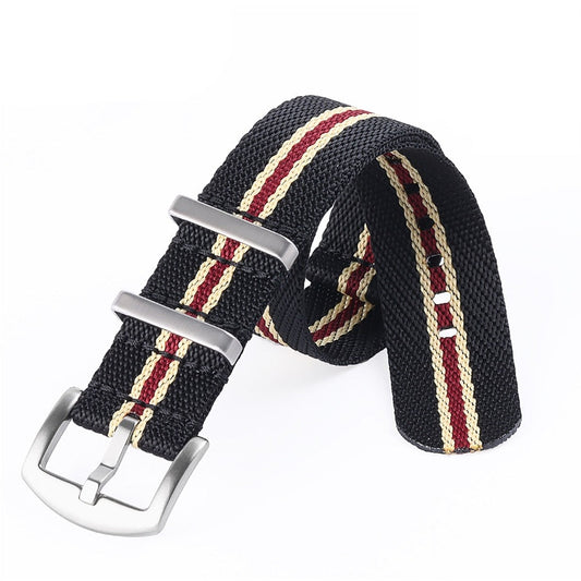 Premium Universal Nylon Strap - Black Beige Red / 20mm / 22mm