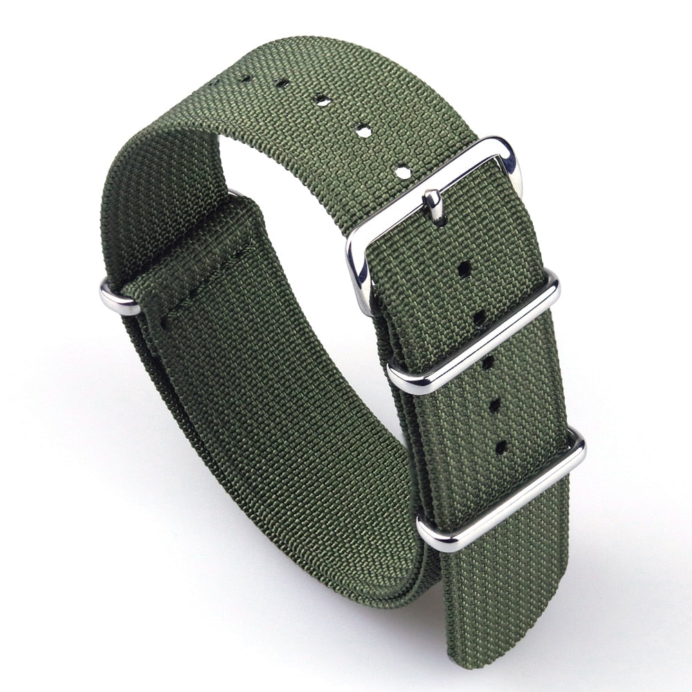 Ribbed Universal Nylon Strap - Green / 18mm / 20mm / 22mm