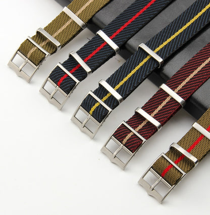 Premium Adjustable Universal Nylon Strap - Green and Red / 20mm / 22mm