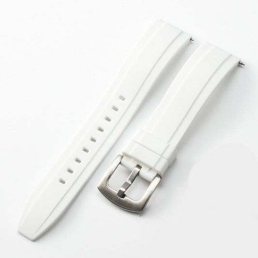 Straight End FKM Rubber Universal Dive Strap - White / 20mm / 22mm