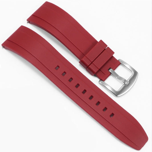 Straight End FKM Rubber Universal Dive Strap - Red / 20mm / 22mm