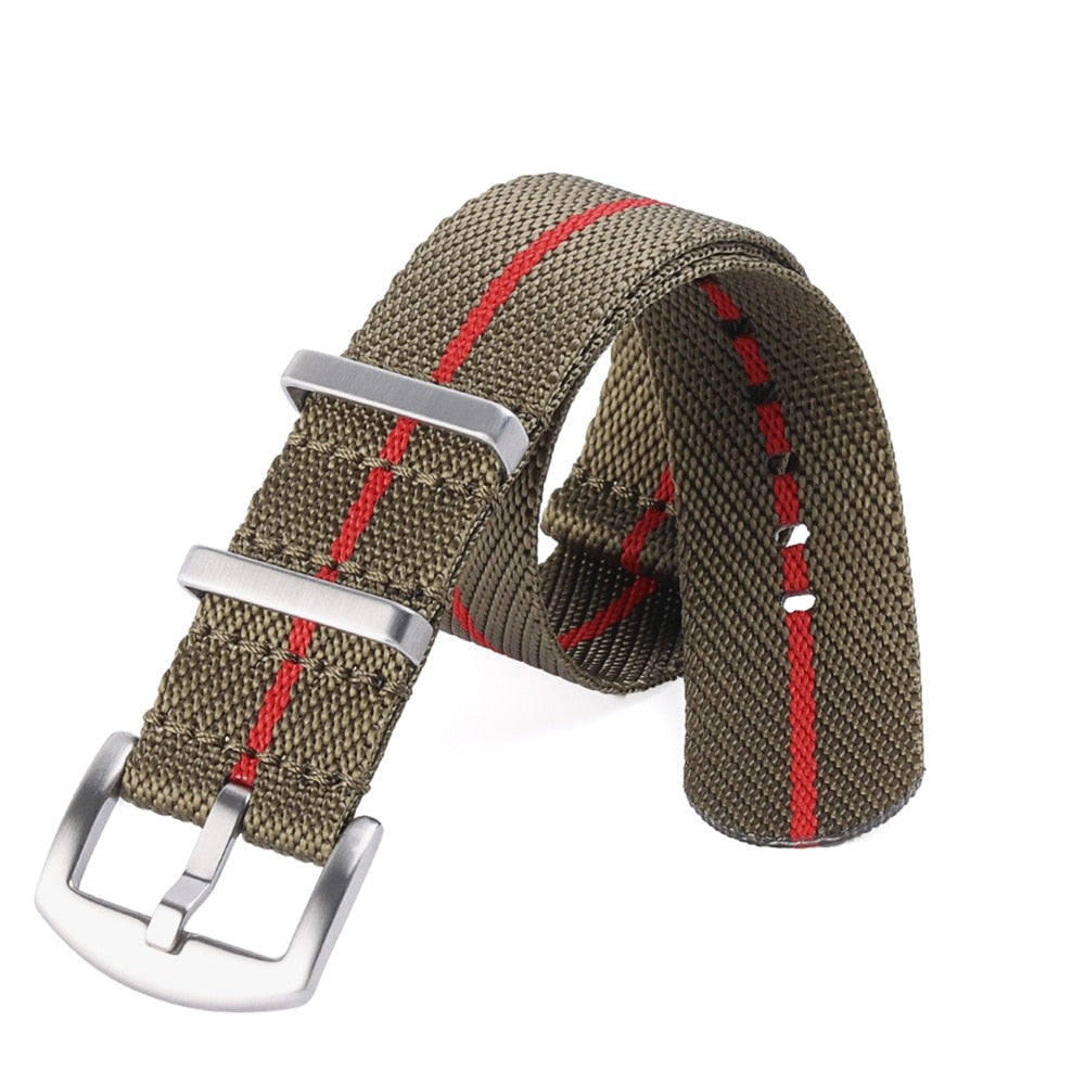 Premium Universal Nylon Strap - Green and Red / 20mm / 22mm