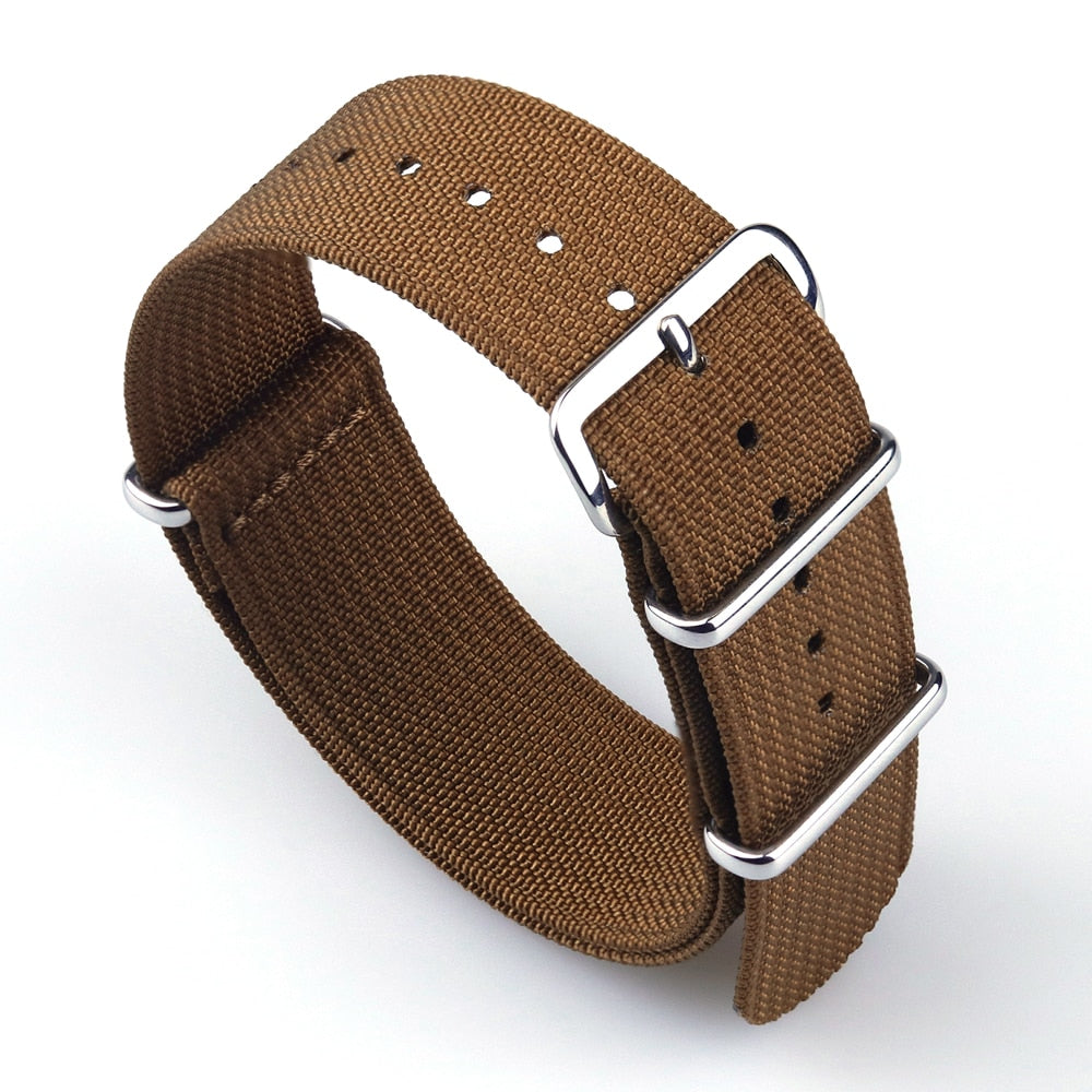 Ribbed Universal Nylon Strap - Brown / 18mm / 20mm / 22mm – Timeless Straps