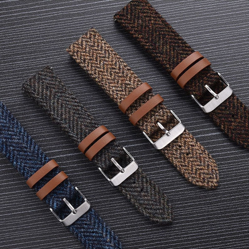 Wool Weave Two Piece Universal Watch Strap - Blue / 18mm / 20mm / 22mm