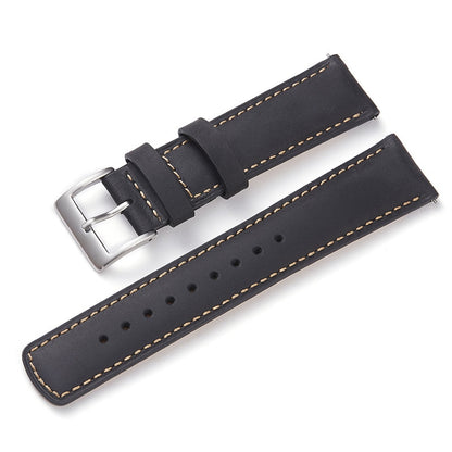 Genuine Frosted Horse Leather Universal Watch Strap - Black White / 20mm / 22mm