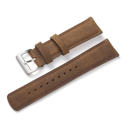 Genuine Frosted Horse Leather Universal Watch Strap - Dark Brown / 20mm / 22mm