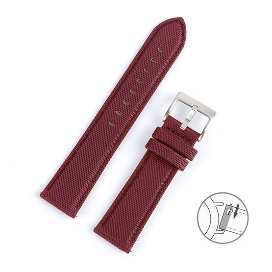 Premium Canvas Two Piece Universal Watch Strap - Red / 20mm / 22mm