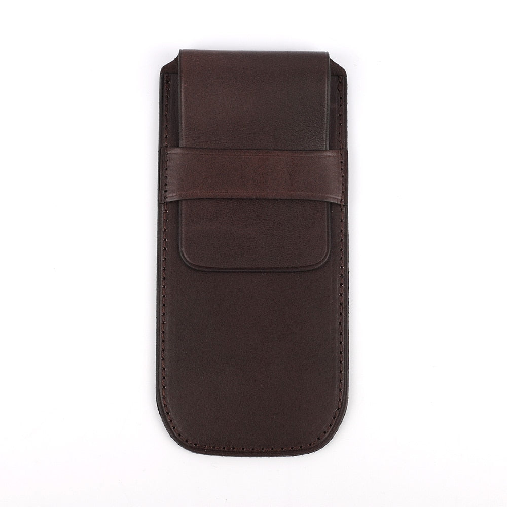 Genuine Leather Watch Pouch - Dark Coffee