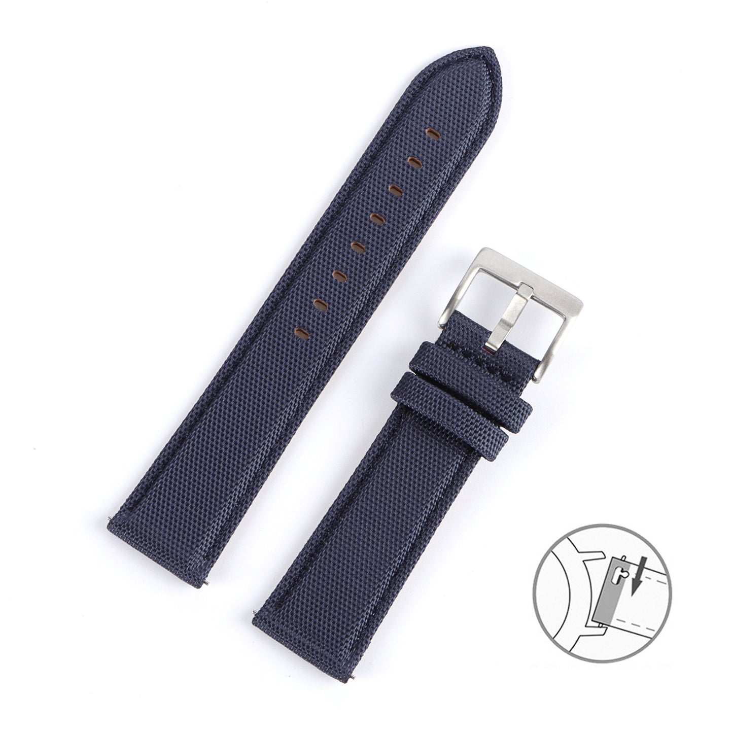 Premium Canvas Two Piece Universal Watch Strap - Blue / 20mm / 22mm