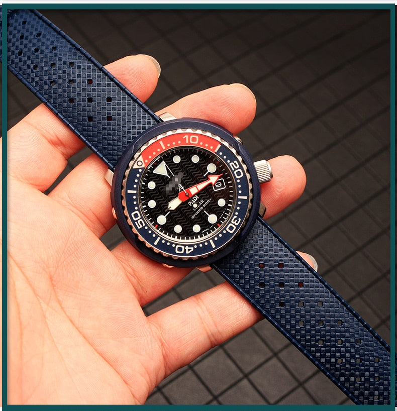 Tropical FKM Universal Rubber Dive Strap - Blue / 20mm / 22mm