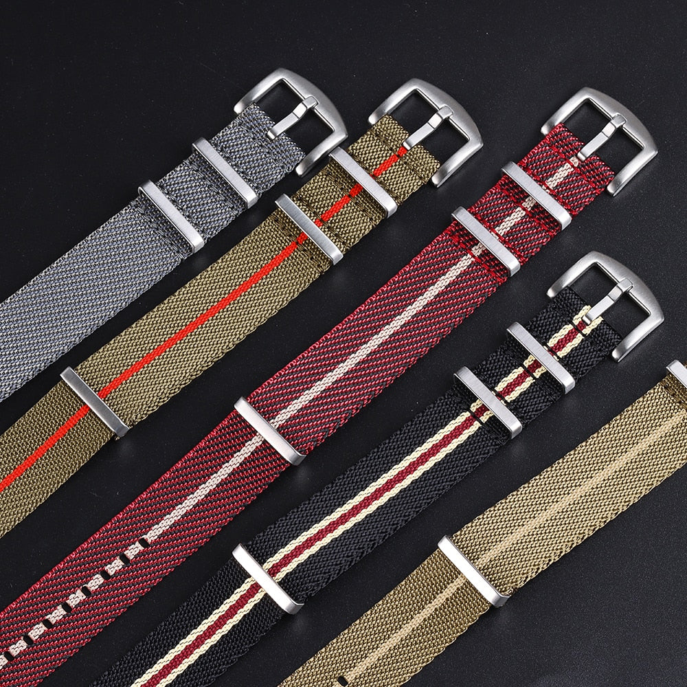 Premium Universal Nylon Strap - Black Beige Red / 20mm / 22mm