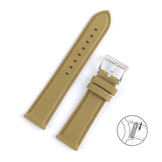 Premium Canvas Two Piece Universal Watch Strap - Khaki / 20mm / 22mm