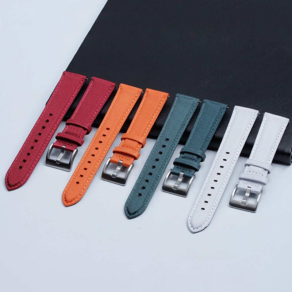 Premium Canvas Two Piece Universal Watch Strap - Blue / 20mm / 22mm