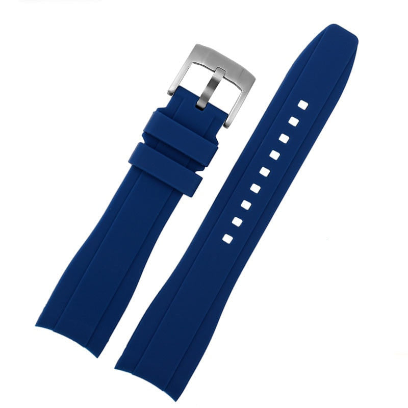 Curved End FKM Rubber Universal Dive Strap - Blue / 20mm / 22mm