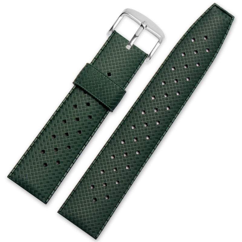 Tropical FKM Universal Rubber Dive Strap - Green / 20mm / 22mm