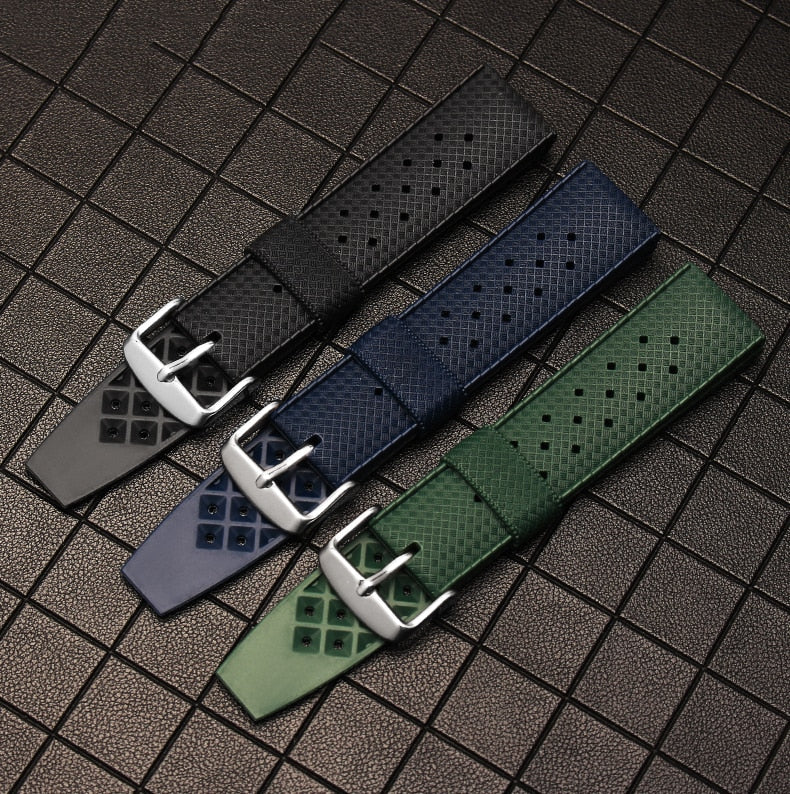 Tropical FKM Universal Rubber Dive Strap - Green / 20mm / 22mm