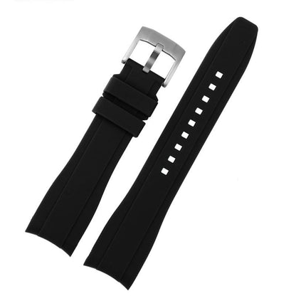 Curved End FKM Rubber Universal Dive Strap - Black / 20mm / 22mm