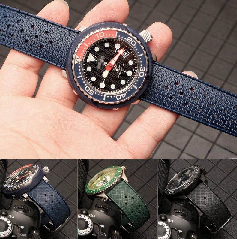 Tropical FKM Universal Rubber Dive Strap - Red / 20mm / 22mm