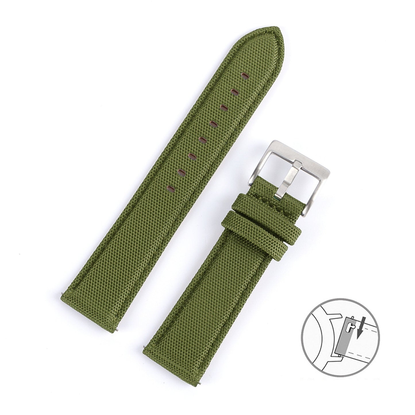 Premium Canvas Two Piece Universal Watch Strap - Green / 20mm / 22mm