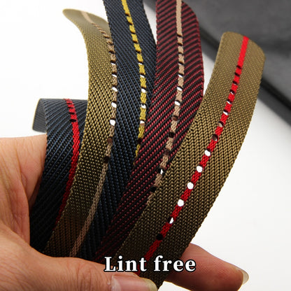 Premium Adjustable Universal Nylon Strap - Red And Khaki / 20mm / 22mm